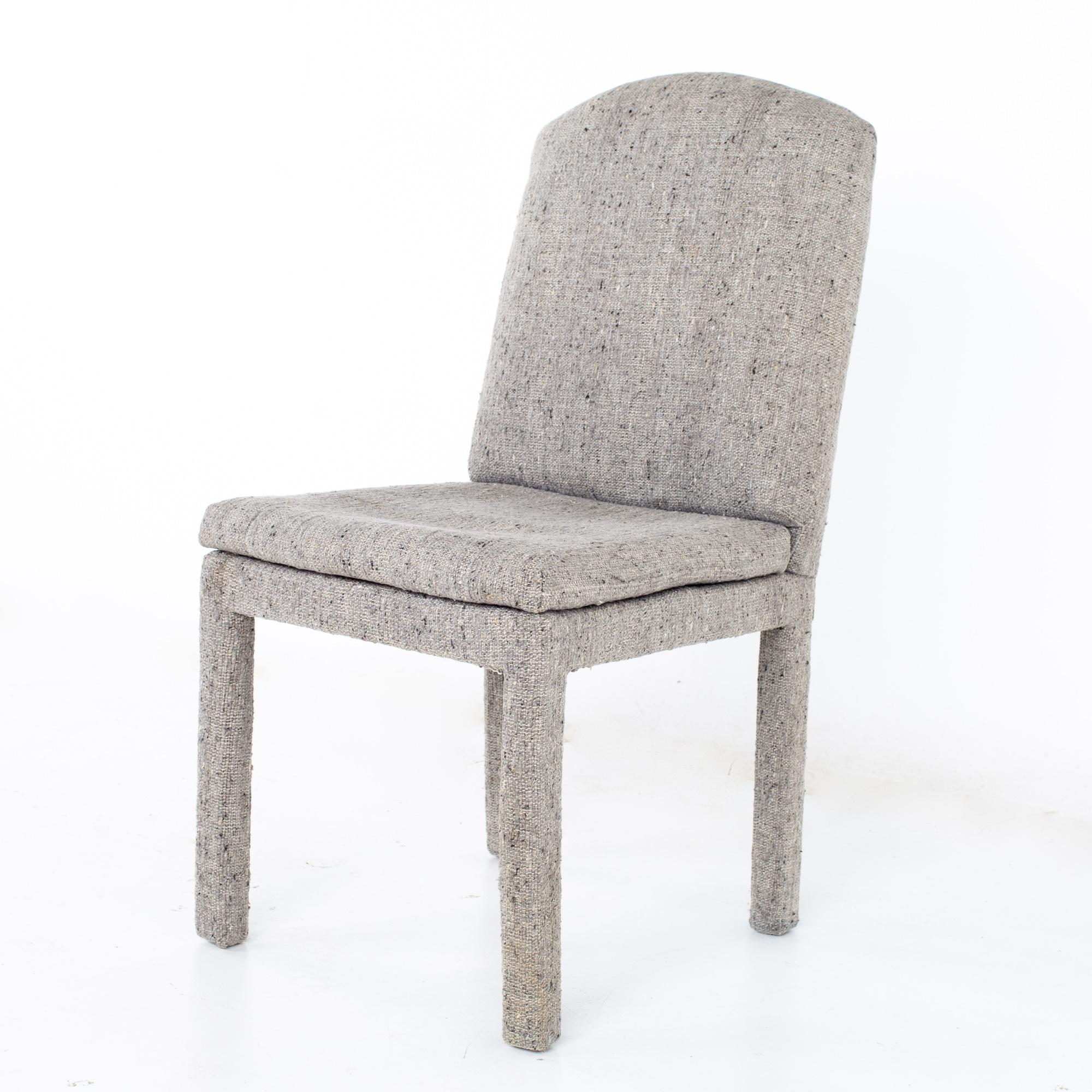 Milo Baughman Style Mid Century Grey Parsons Chairs, Set of 4 For Sale 6