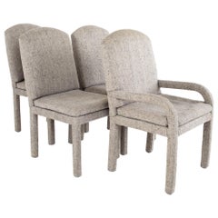 Milo Baughman Style Mid Century Grey Parsons Chairs, Set of 4
