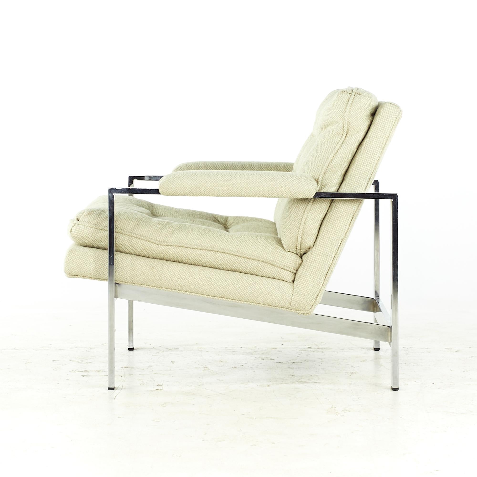 Milo Baughman Style Midcentury Italian Flatbar Lounge Chairs, Pair For Sale 4