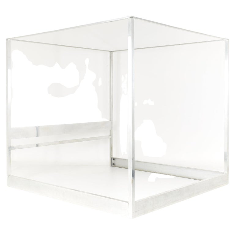 Milo Baughman Style Mid Century King 4 Poster Chrome Canopy Bed at 1stDibs