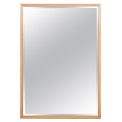 Milo Baughman Style Mid-Century Modern Ash and Ebony Wall Mirror by Henredon