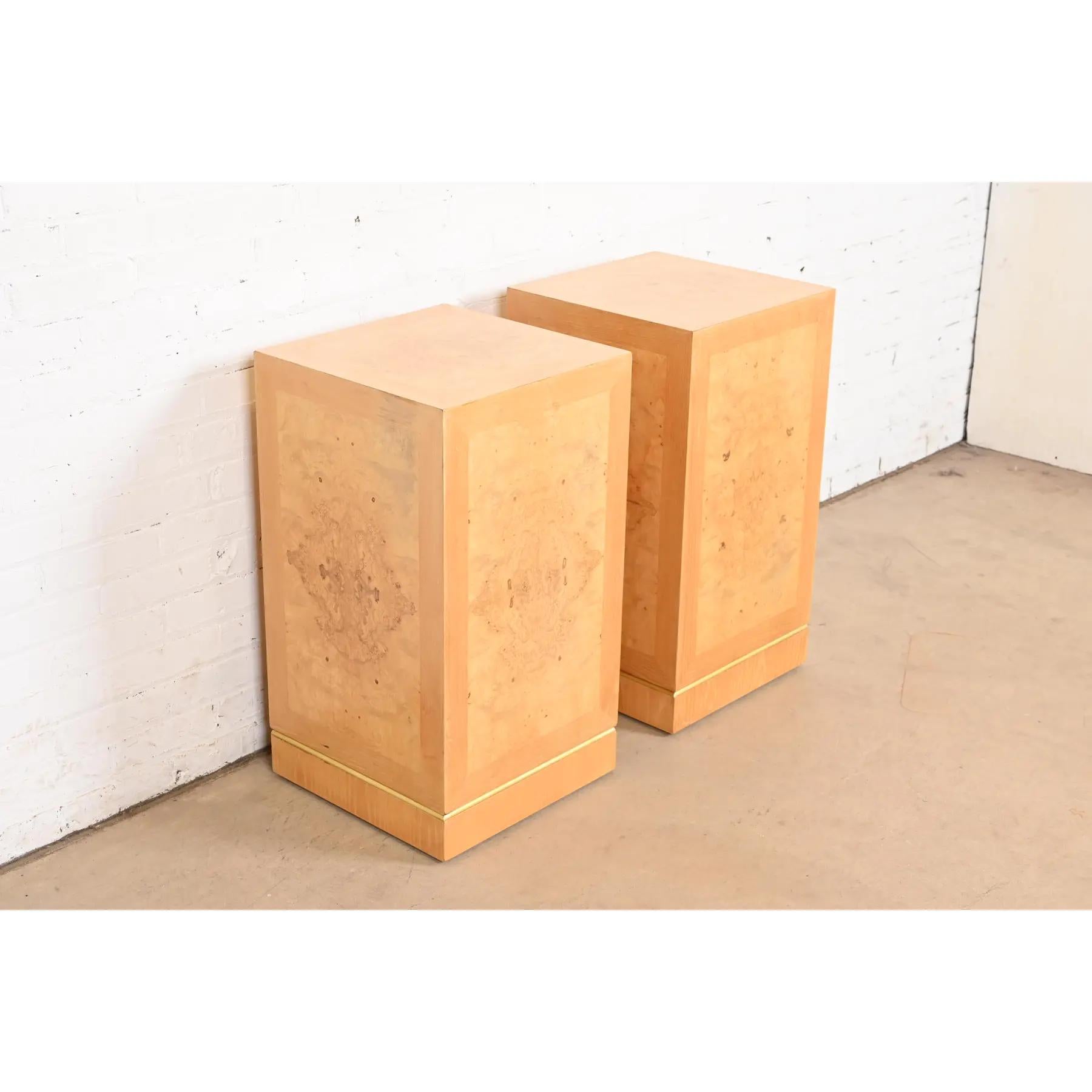 Brass Milo Baughman Style Mid-Century Modern Pedestals by Drexel Heritage, Refinished For Sale