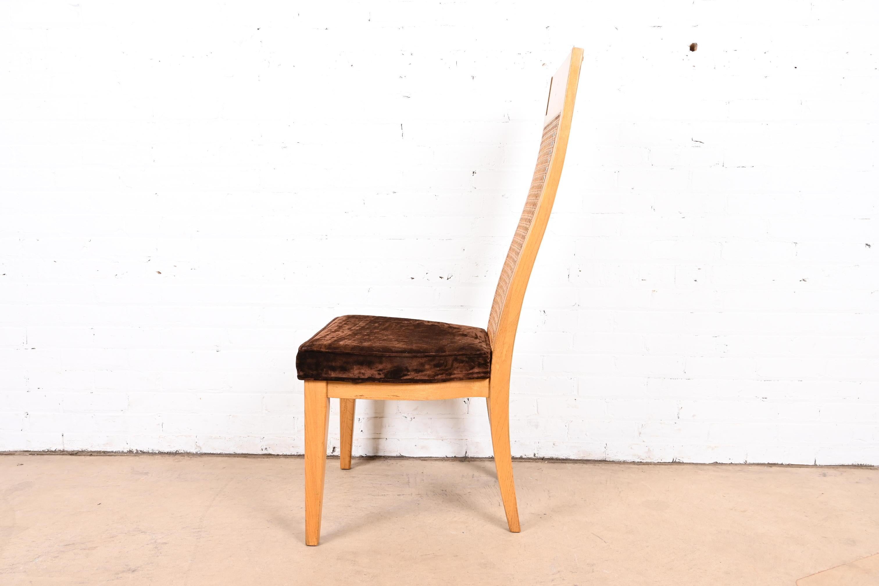 Chaises de salle à manger en bois de ronce et cannage de style Milo Baughman Modernity par Lane en vente 4