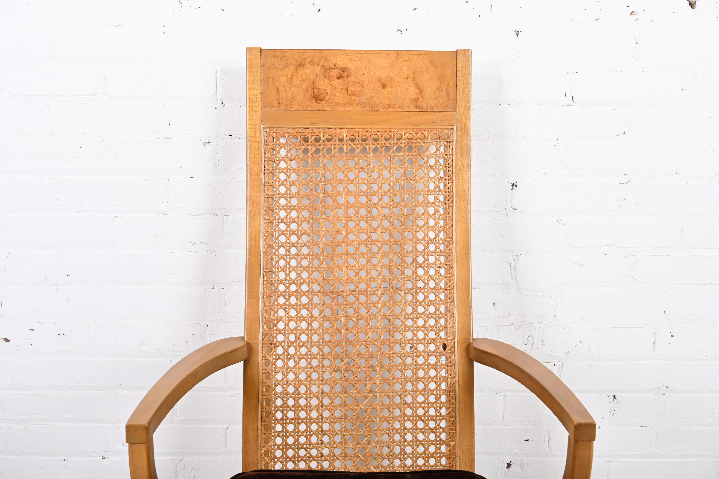 Chaises de salle à manger en bois de ronce et cannage de style Milo Baughman Modernity par Lane en vente 8
