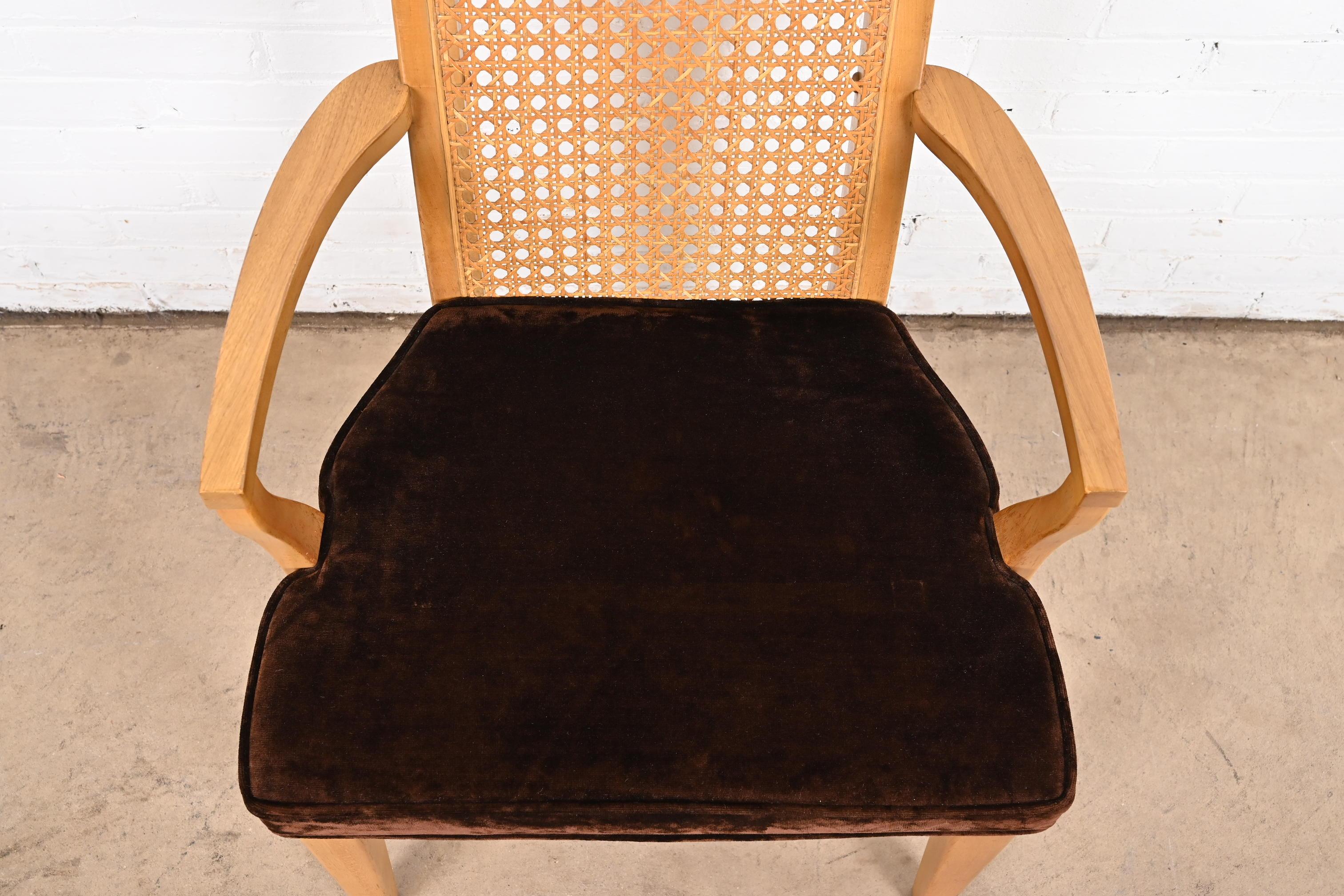 Chaises de salle à manger en bois de ronce et cannage de style Milo Baughman Modernity par Lane en vente 10