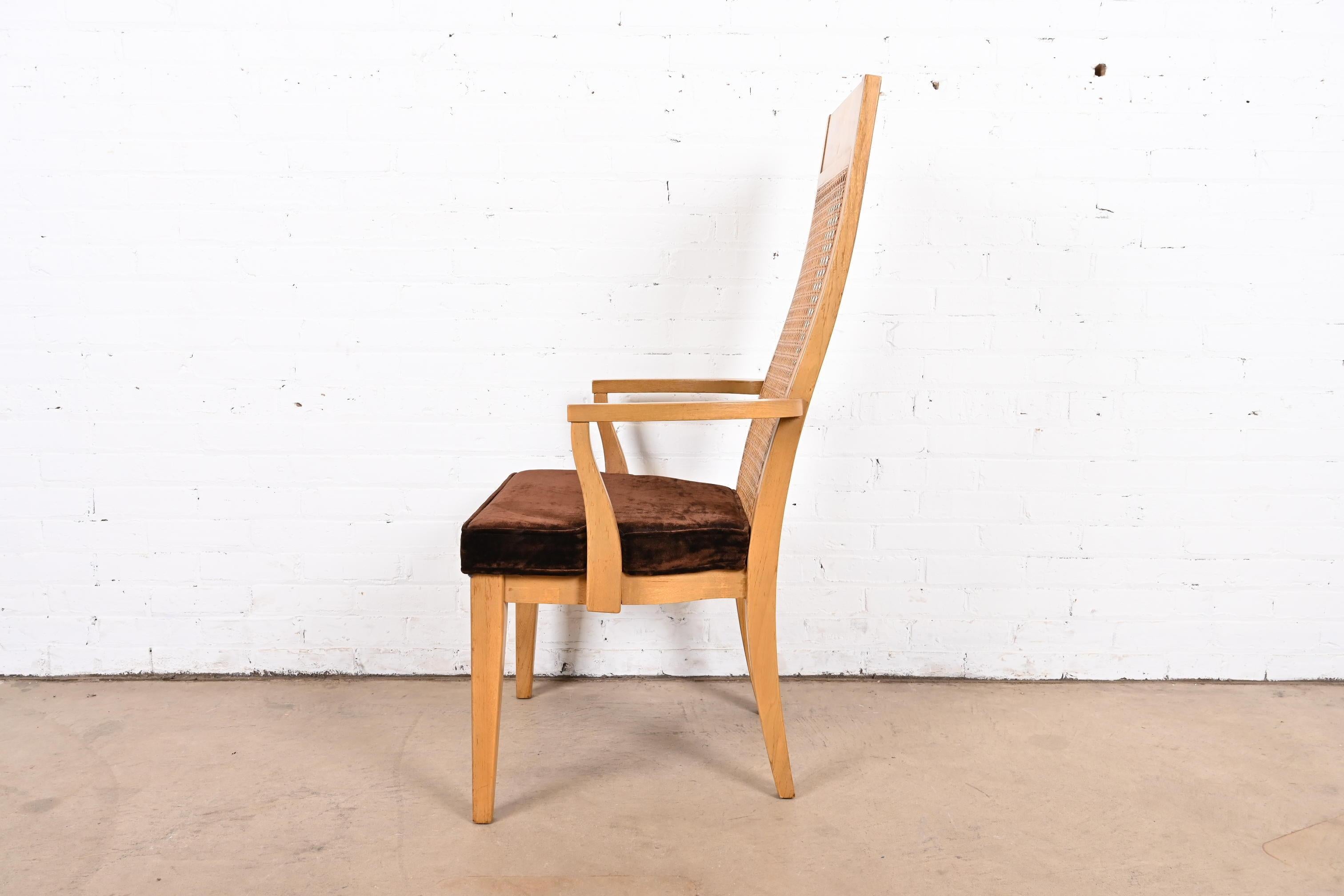 Chaises de salle à manger en bois de ronce et cannage de style Milo Baughman Modernity par Lane en vente 11