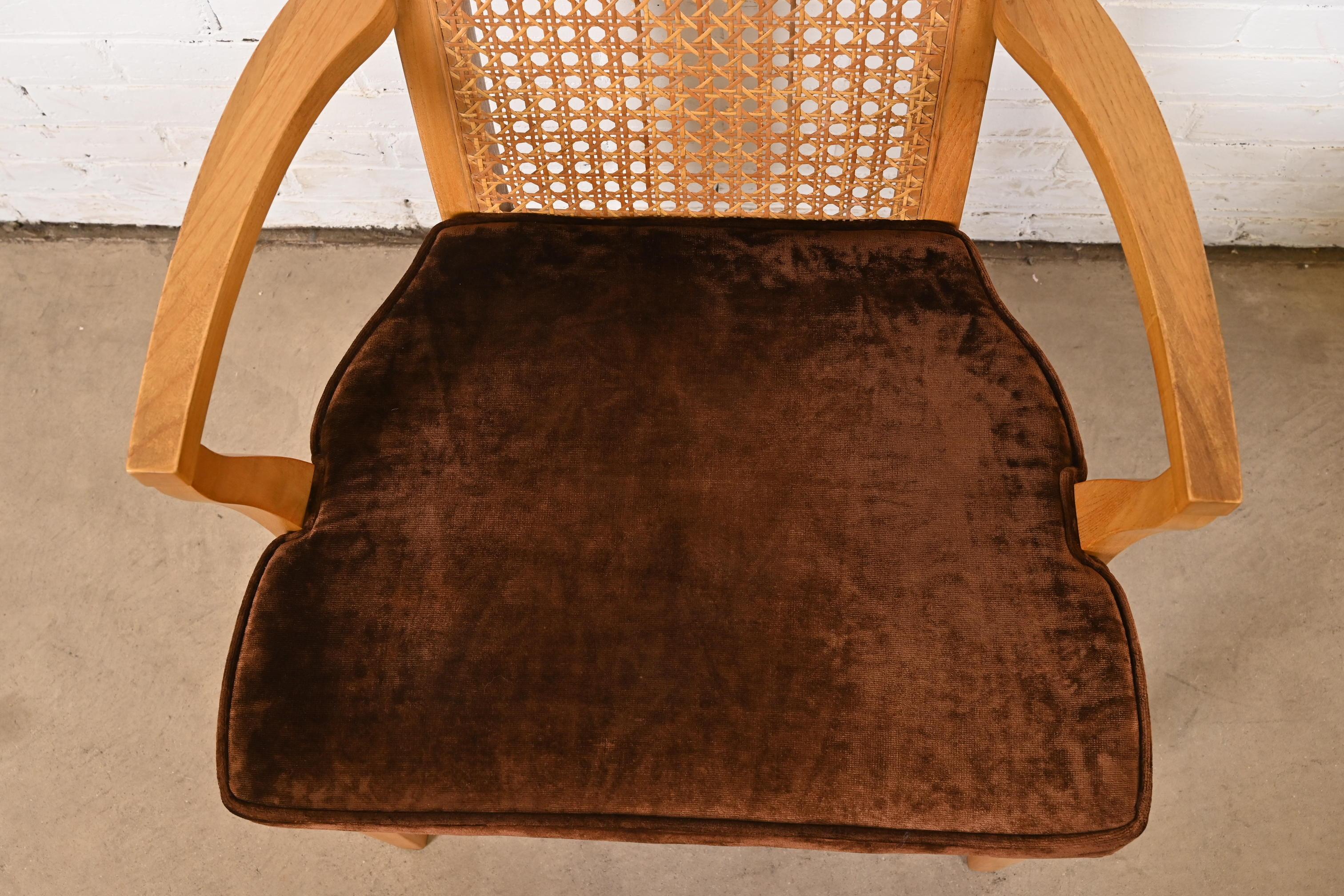 Chaises de salle à manger en bois de ronce et cannage à haut dossier, style Milo Baughman, Modernité du milieu du siècle dernier en vente 1
