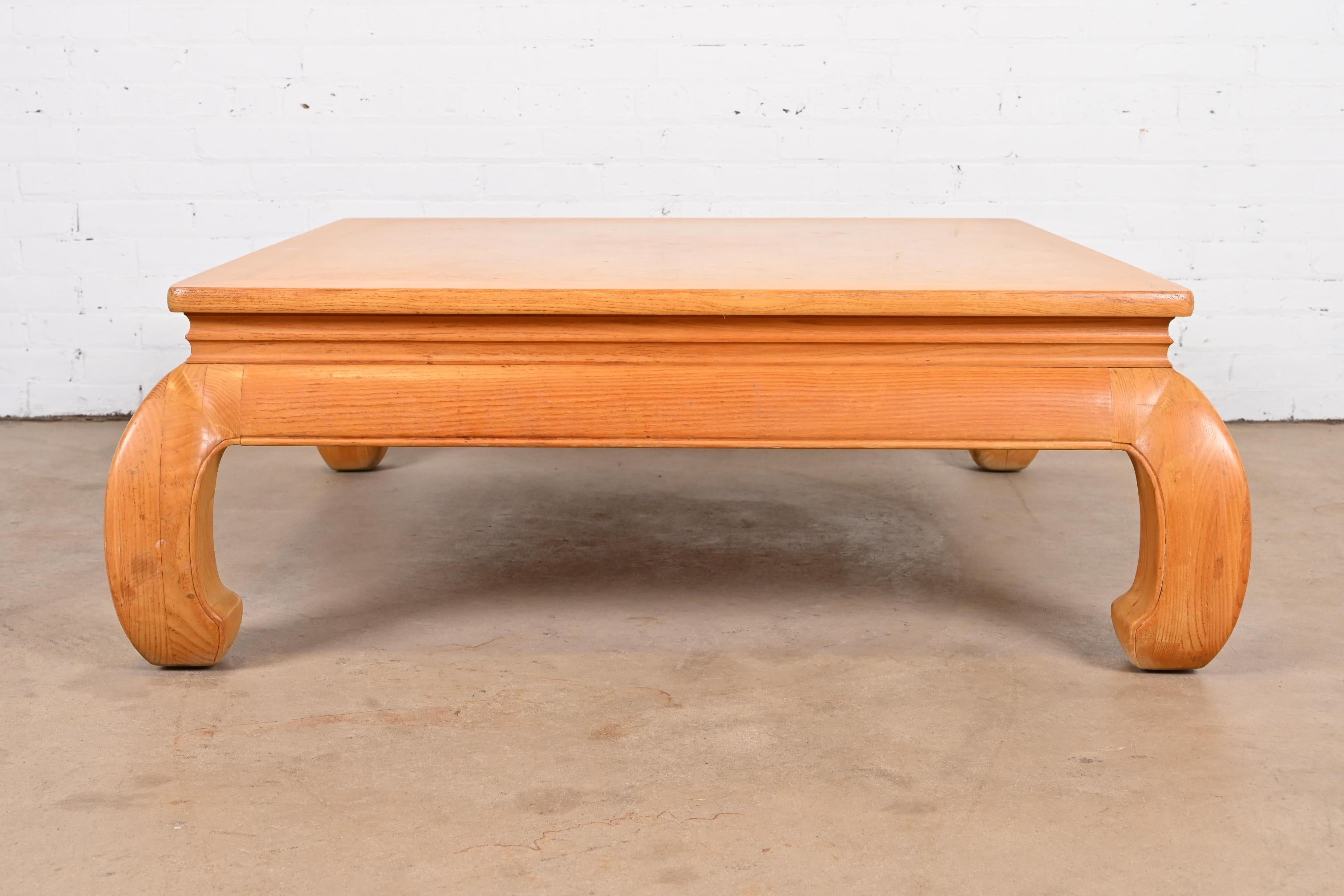 Milo Baughman Style Mid-Century Modern Burl Wood Coffee Table by Henredon For Sale 5