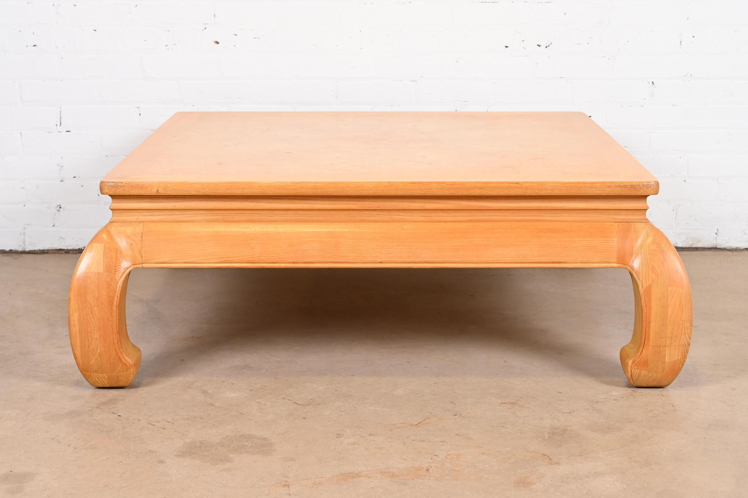 20th Century Milo Baughman Style Mid-Century Modern Burl Wood Coffee Table by Henredon For Sale