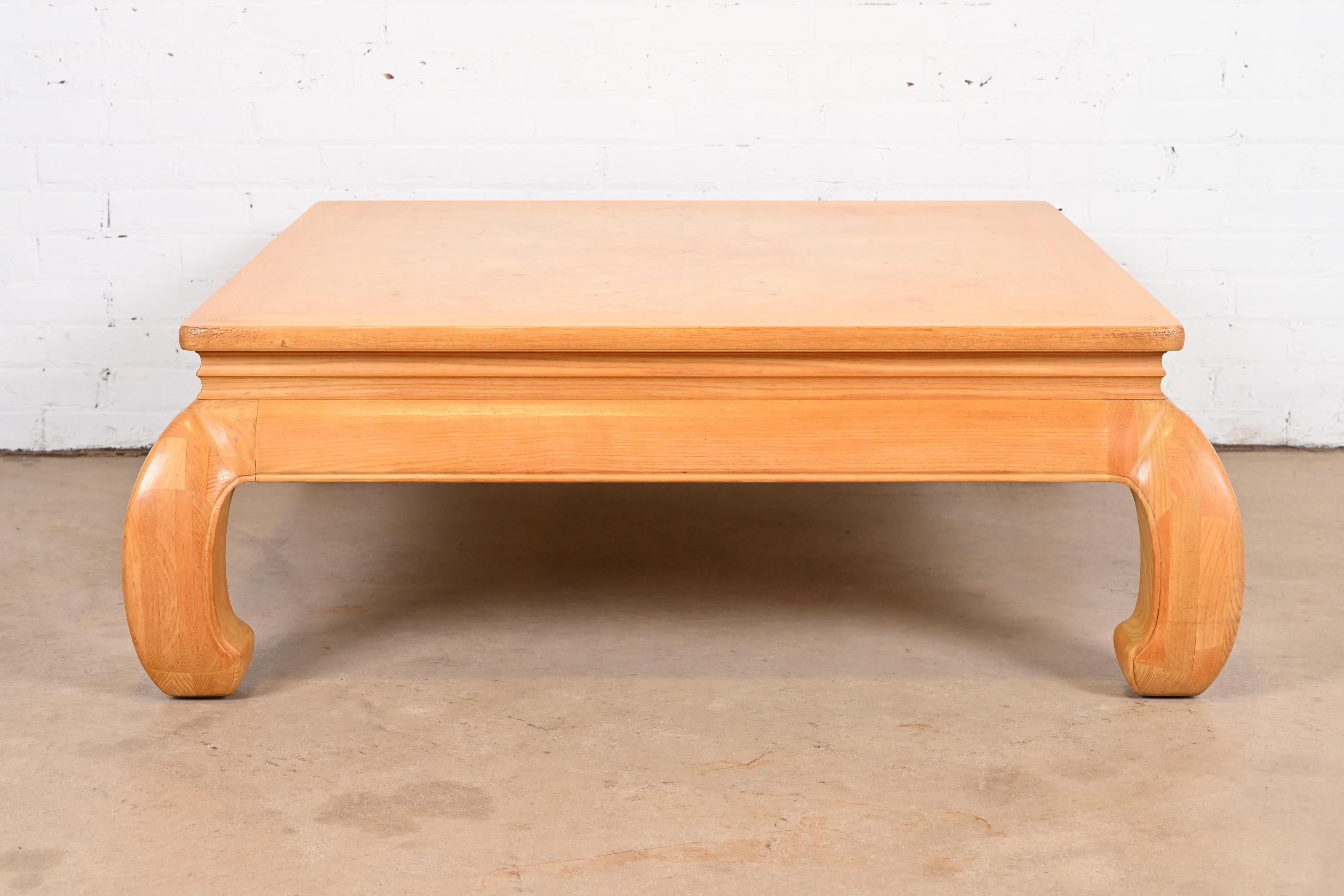 20th Century Milo Baughman Style Mid-Century Modern Burl Wood Coffee Table by Henredon