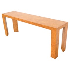 Milo Baughman Style Mid-Century Modern Burl Wood Console Table, Circa 1970s