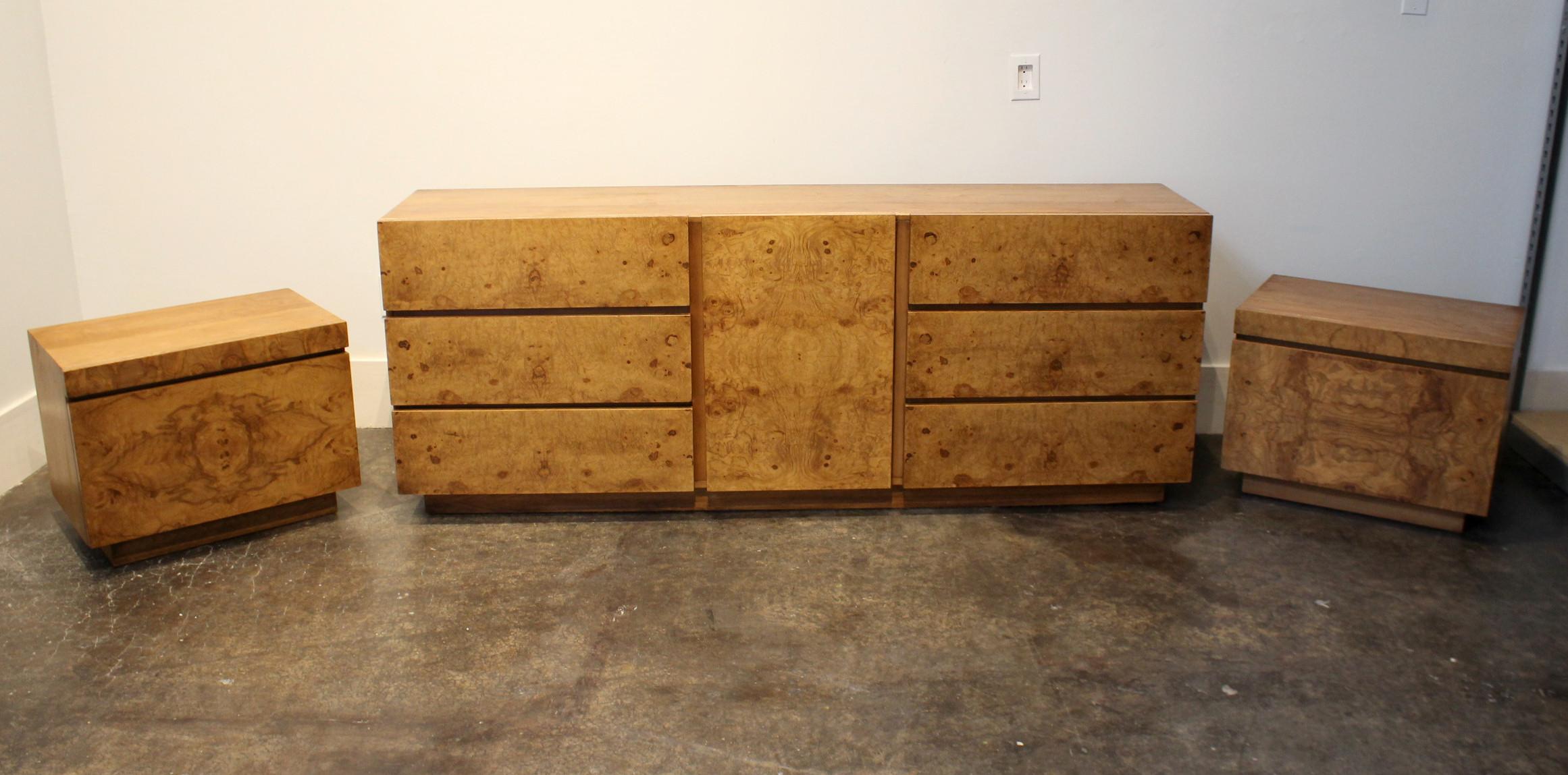 Milo Baughman Style Mid-Century Modern Burl Wood Dresser for Lane Furniture 3