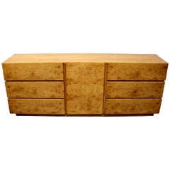 Milo Baughman Style Mid-Century Modern Burl Wood Dresser for Lane Furniture