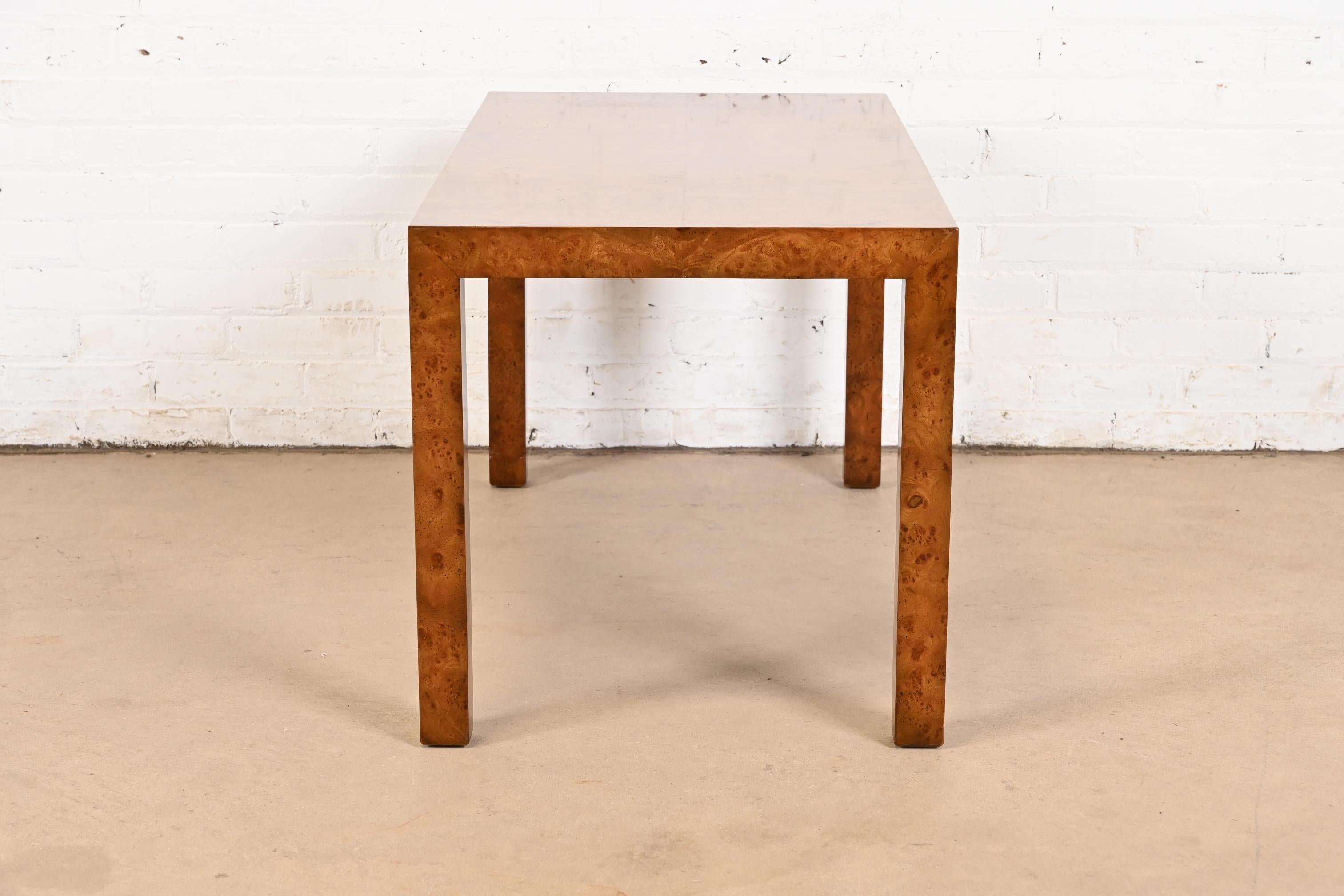 Milo Baughman Style Mid-Century Modern Burl Wood Parsons Console Table 5