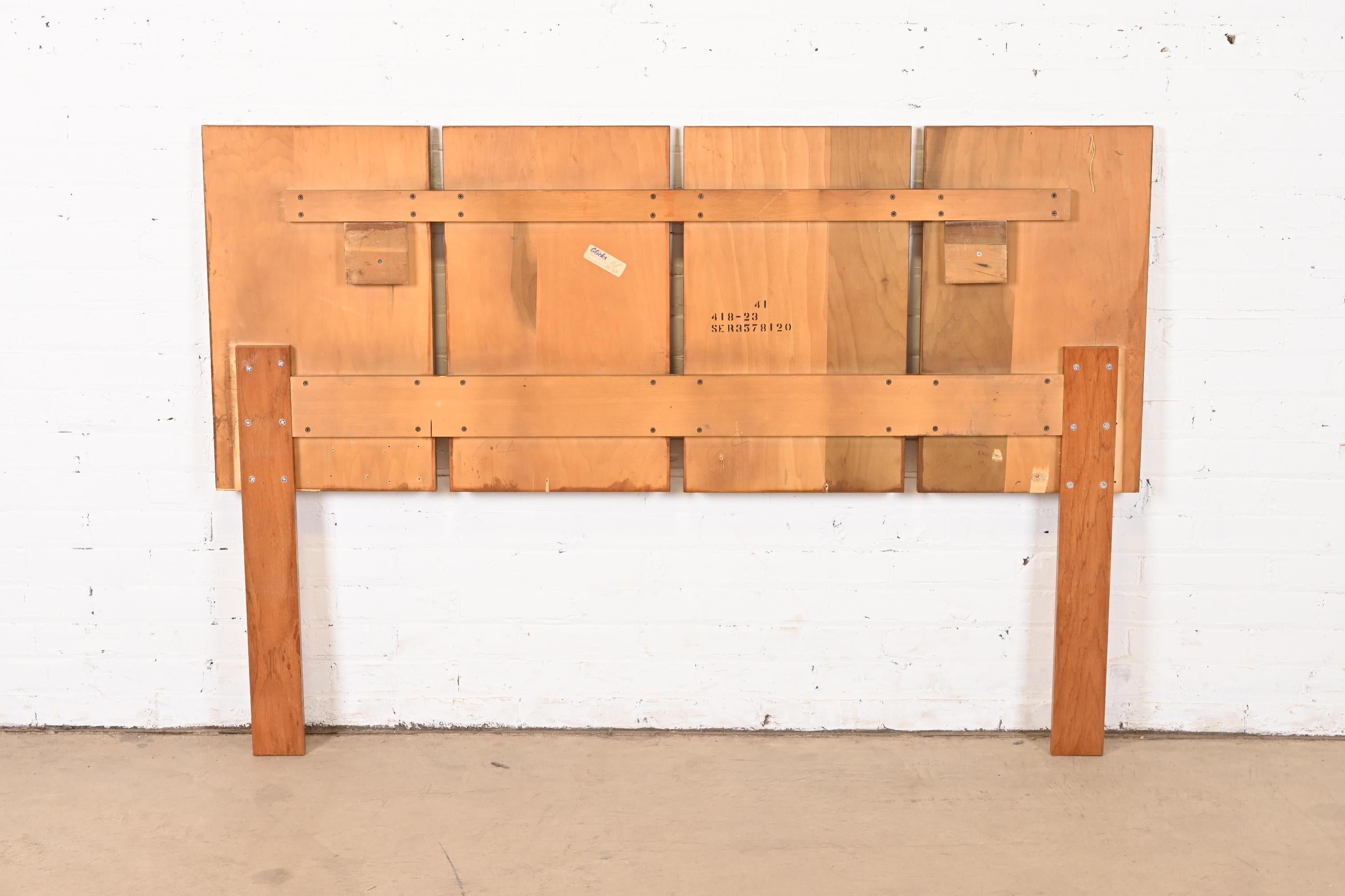 Milo Baughman Style Mid-Century Modern Burl Wood Queen Size Headboard, 1970s 3