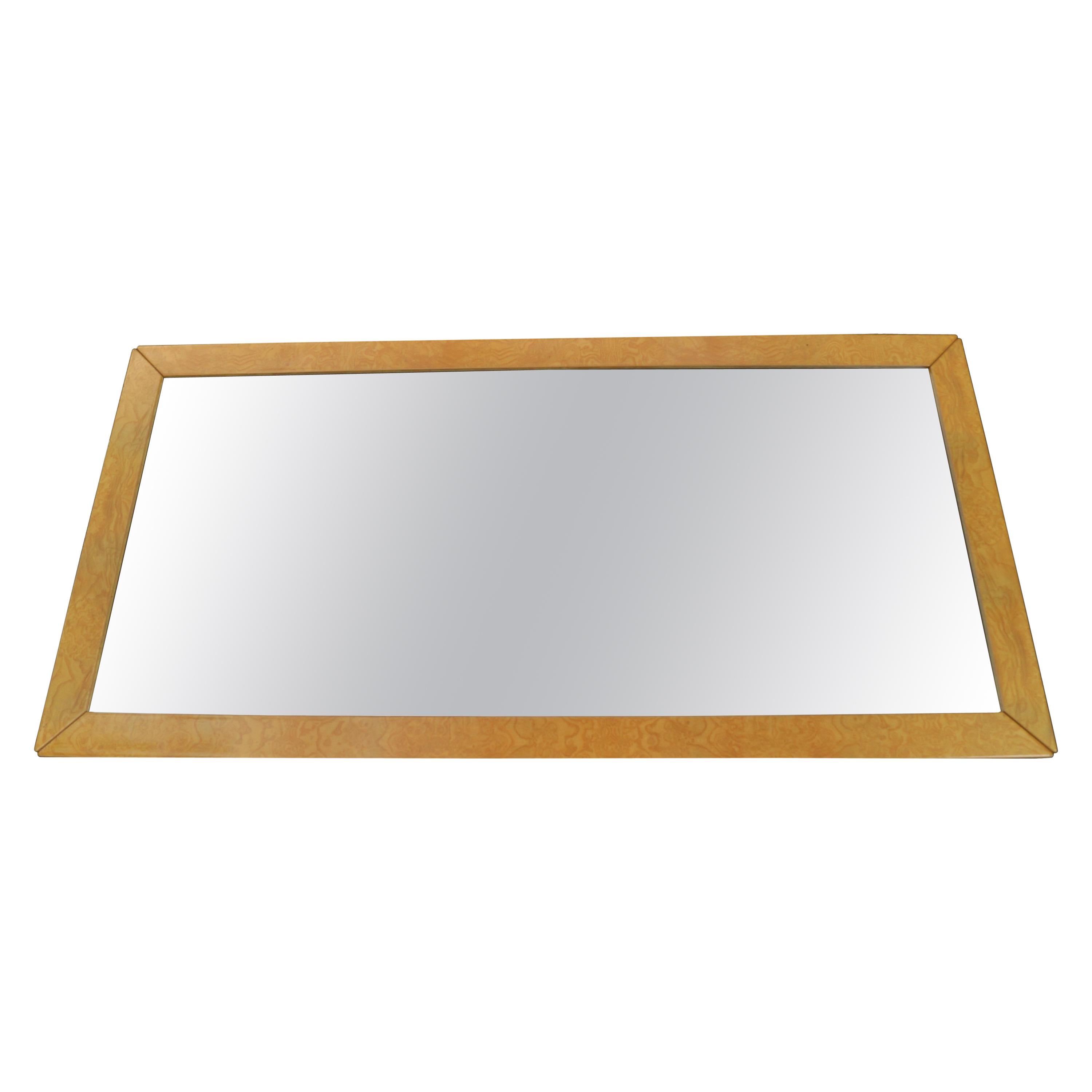 Specchio da parete in legno di radica danese moderno del metà secolo, console per corridoio e bagno in vendita