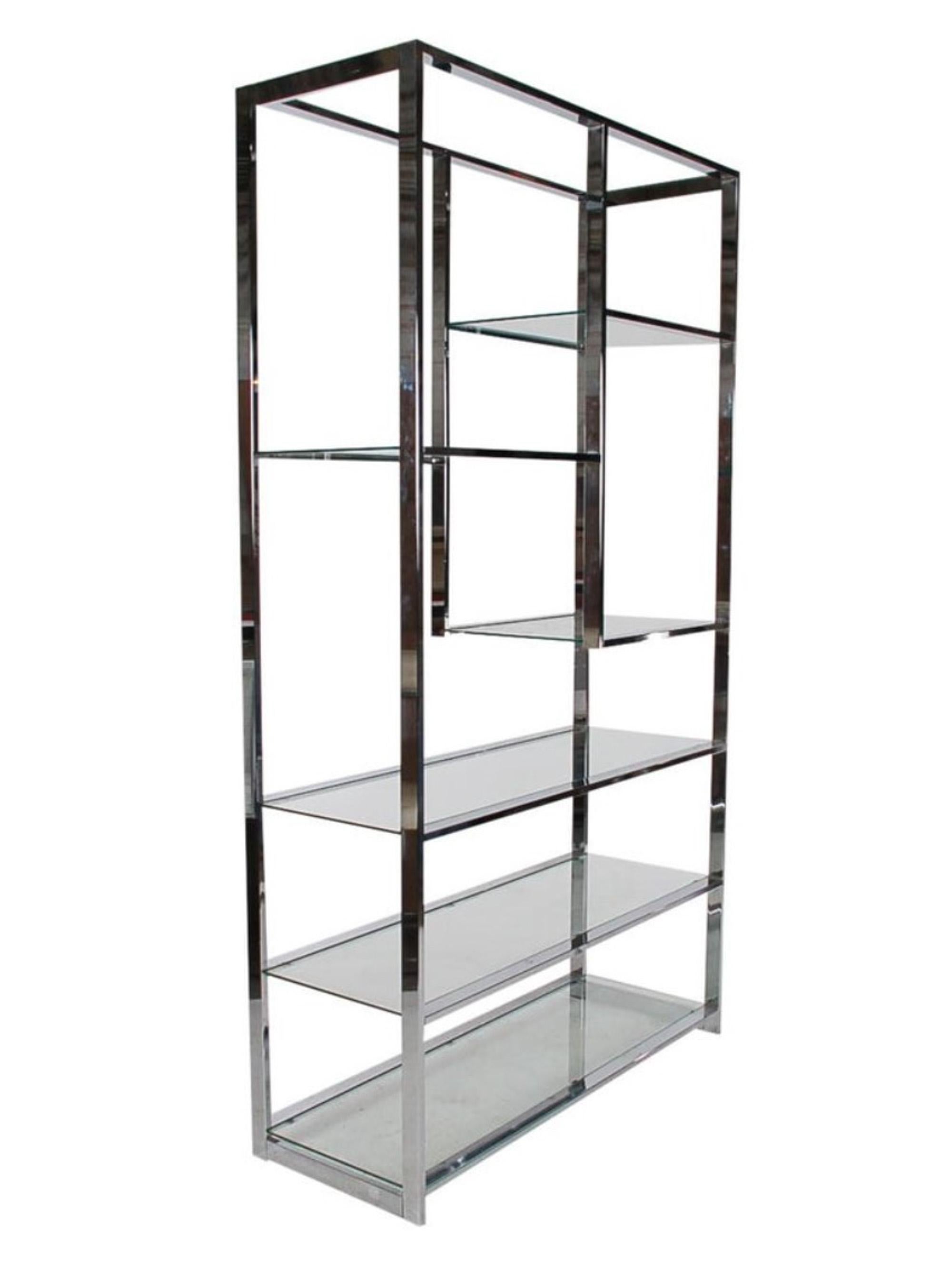 Étagère A symétrique en chrome et verre de style Milo Baughman Modernity Bon état - En vente à Philadelphia, PA