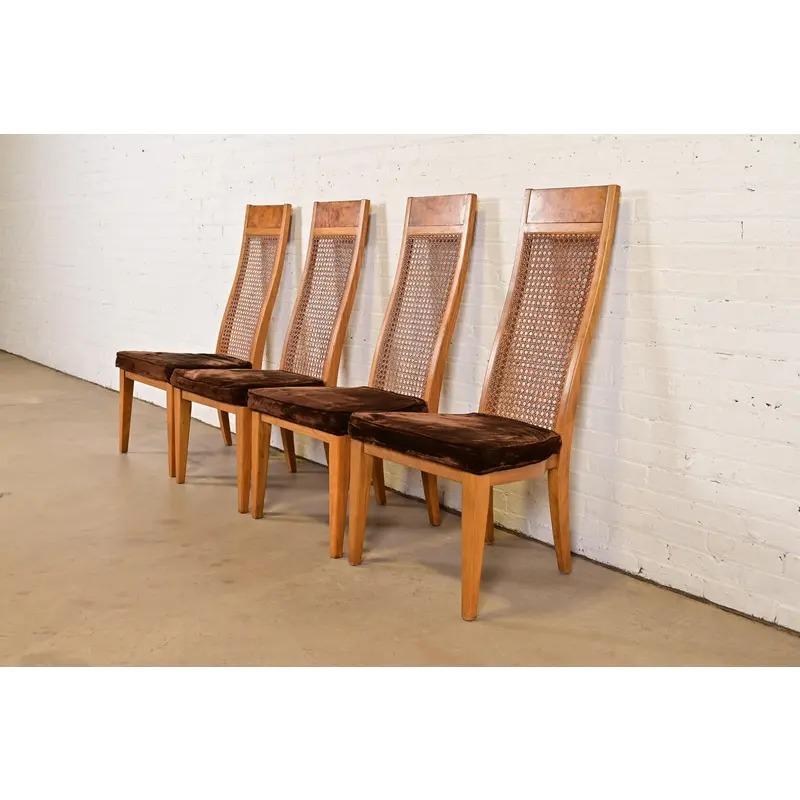 Milo Baughman Style Mid-Century Modern Dining Chairs by Lane, Set of Four Estadounidense en venta