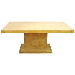 Vintage Milo Baughman Style Mid-Century Modern Dining Table in Burl Wood