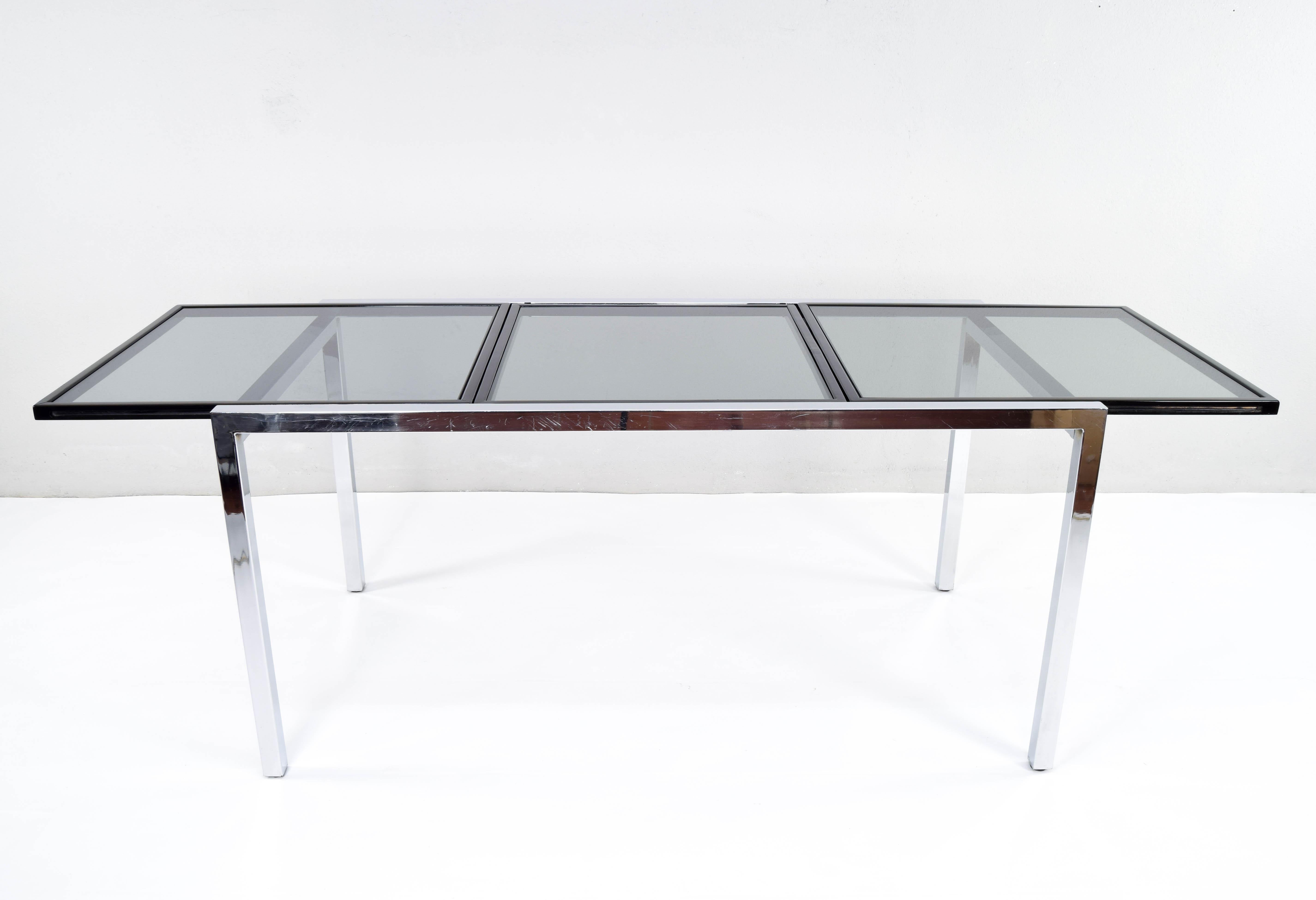 Milo Baughman Style Mid-Century Modern Extendable Dining Table In Good Condition In Escalona, Toledo