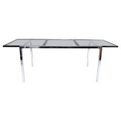 Milo Baughman Style Mid-Century Modern Extendable Dining Table
