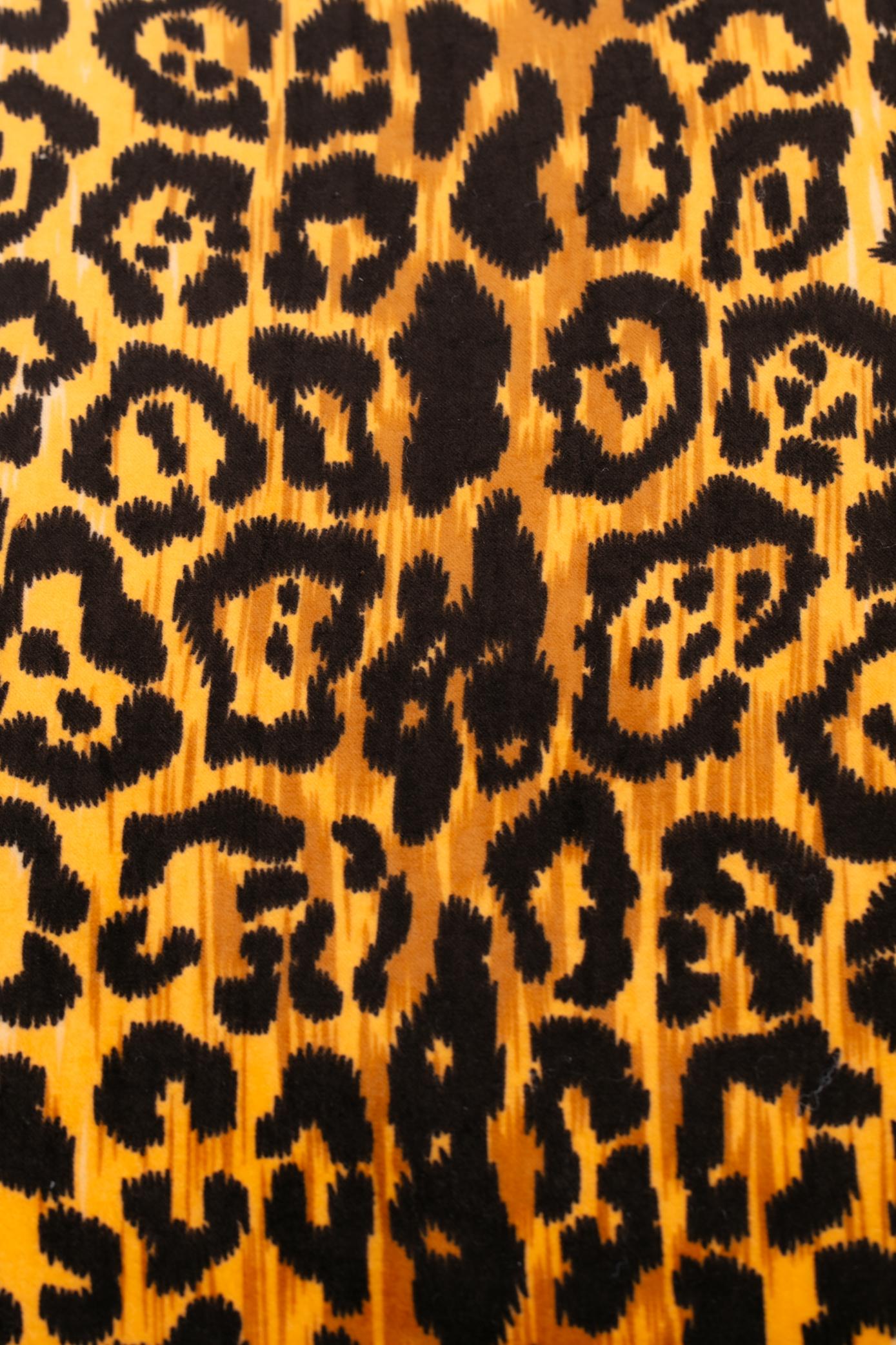 Milo Baughman Style Mid Century Modern Parsons Chair in Leopard Velvet c. 1970 3