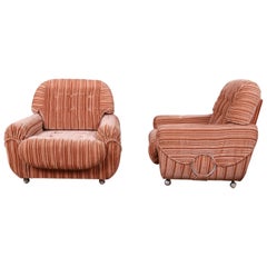 Milo Baughman Stil Mitte des Jahrhunderts Moderne gepolsterte Lounge-Stühle:: Paar