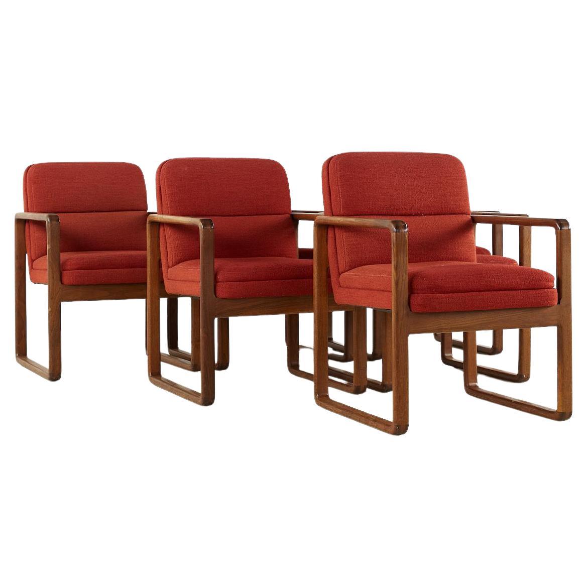 Milo Baughman Style Midcentury Oak Dining Chairs, Set of 6