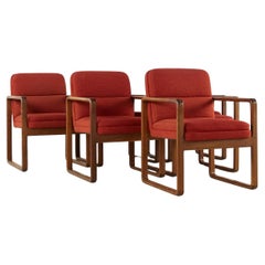 Vintage Milo Baughman Style Midcentury Oak Dining Chairs, Set of 6