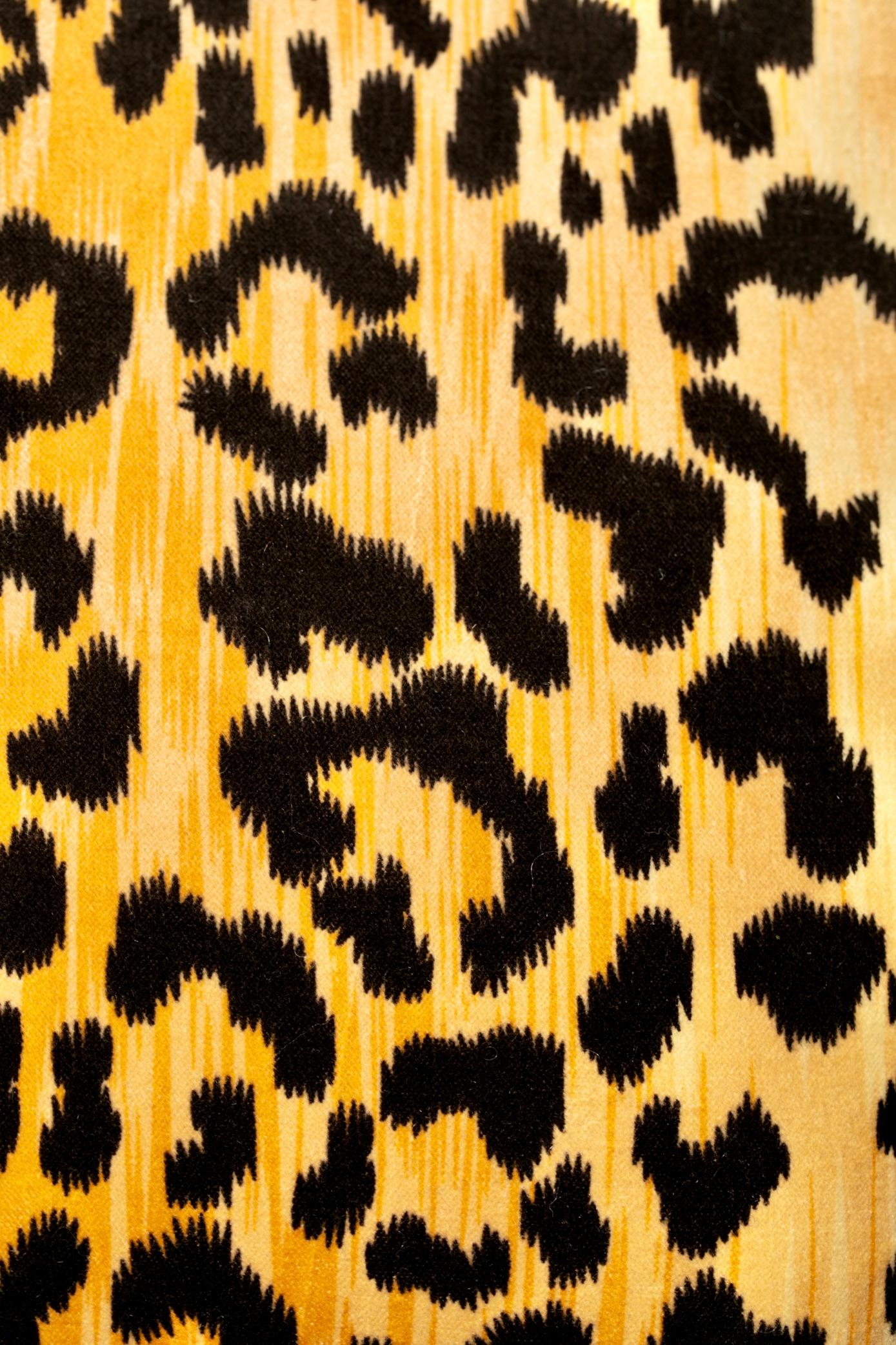 Milo Baughman Style Mid Century Parsons Chair in Leopard Velvet c. 1970 9