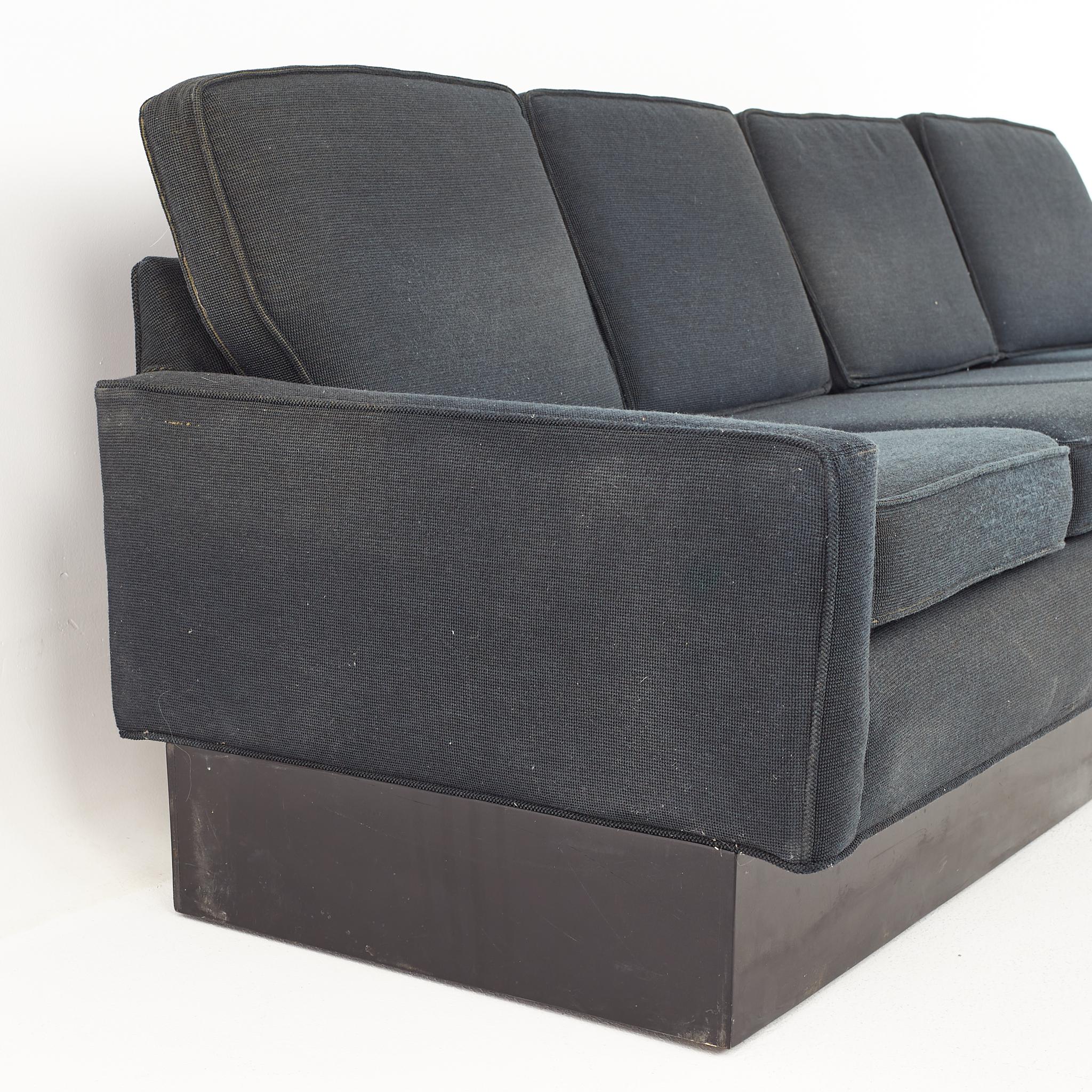 Upholstery Milo Baughman Style Mid Century Pedestal Cube Sofa For Sale