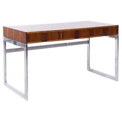 Milo Baughman Style Mid Century Rosewood and Chrome Desk