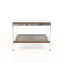 Milo Baughman Style Mid Century Rosewood and Chrome Side Table