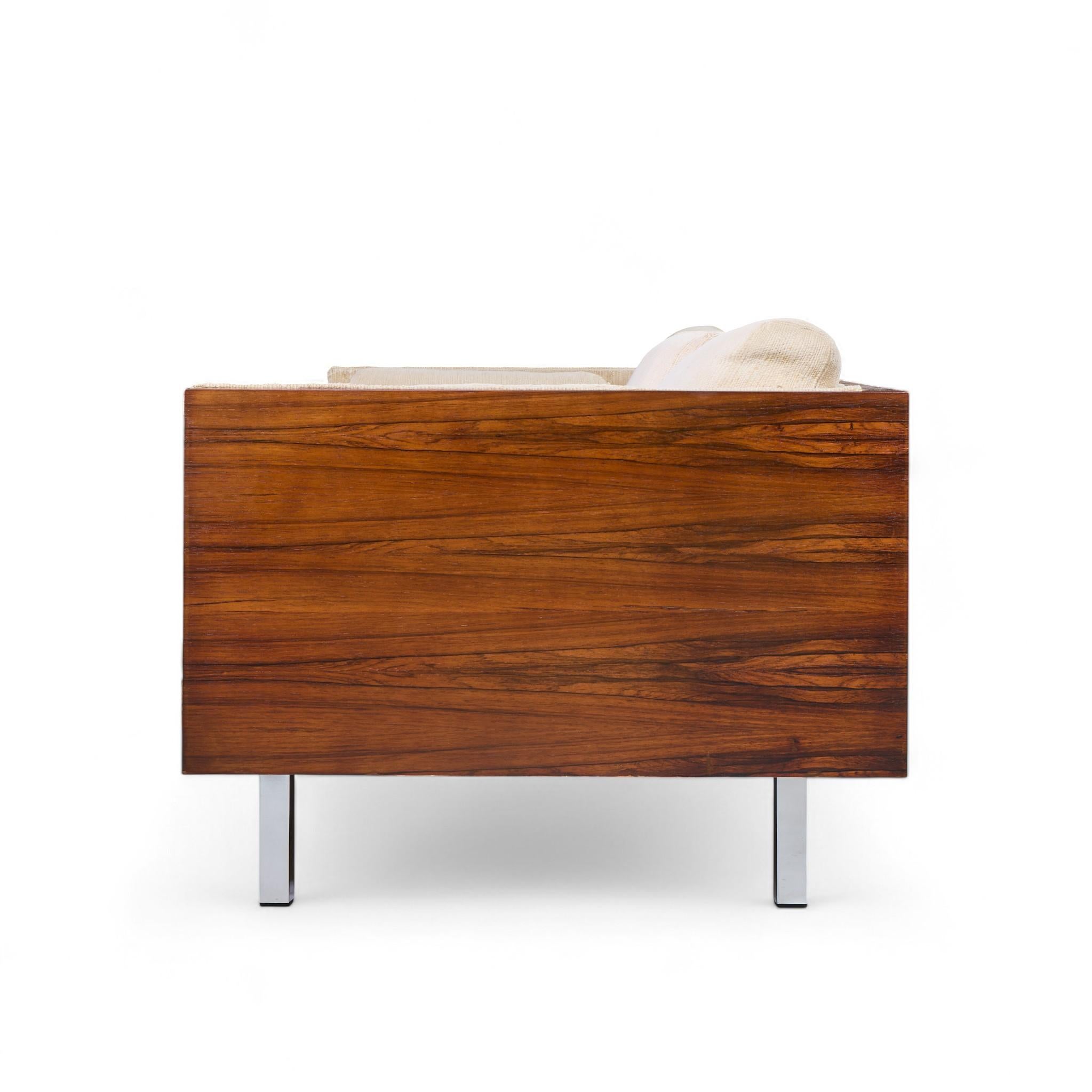Milo Baughman Style Mid Century Rosewood Case Sofa In Good Condition For Sale In Franklin Park, IL