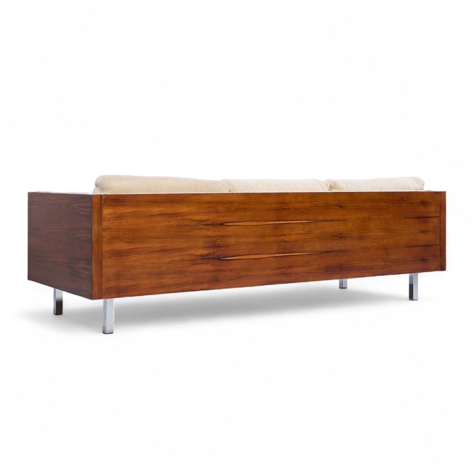 20th Century Milo Baughman Style Mid Century Rosewood Case Sofa For Sale