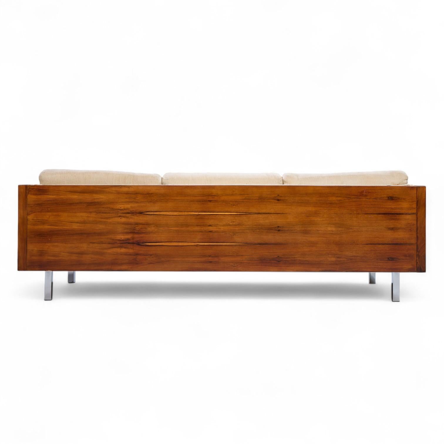 Upholstery Milo Baughman Style Mid Century Rosewood Case Sofa For Sale