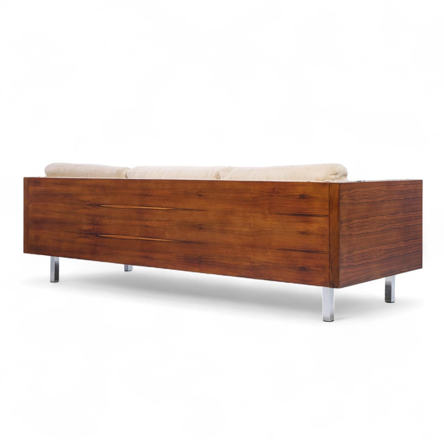 Milo Baughman Style Mid Century Rosewood Case Sofa For Sale 1