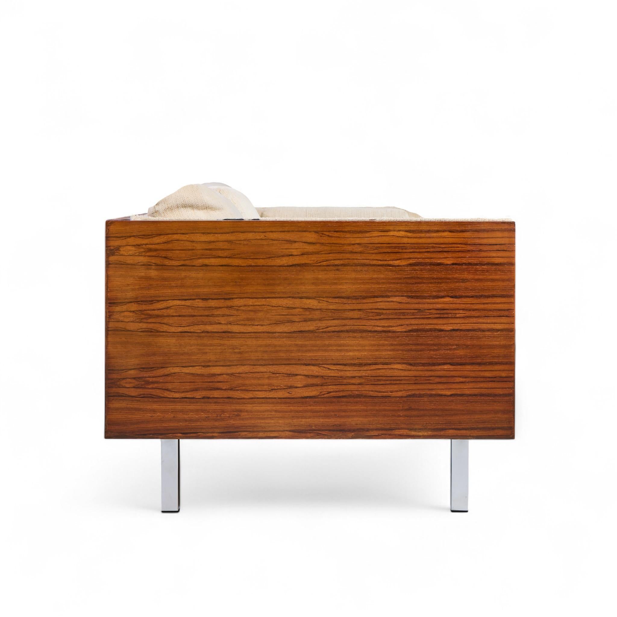 Milo Baughman Style Mid Century Rosewood Case Sofa For Sale 2