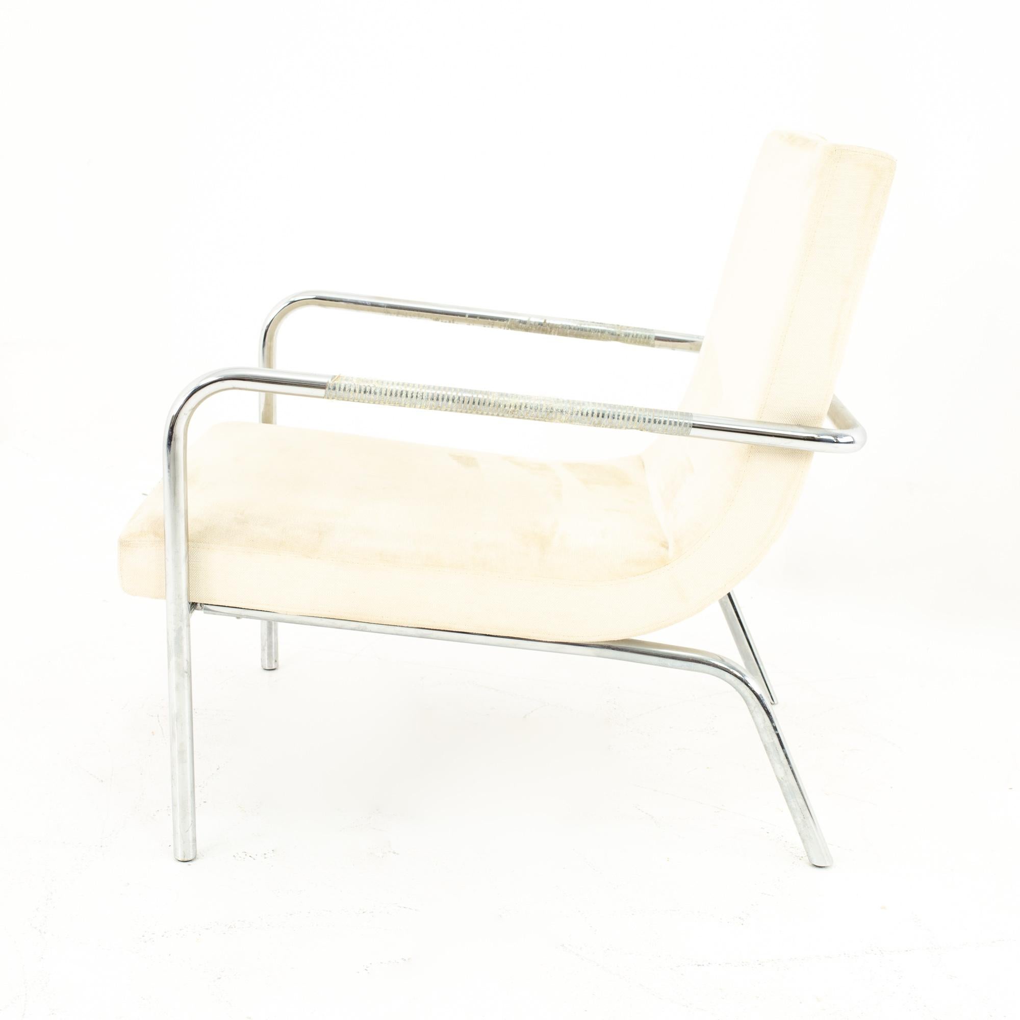 Milo Baughman Style Mid Century Scoop Chair, Pair For Sale 1