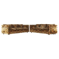 Milo Baughman Style Mid Century Sofa - Pair