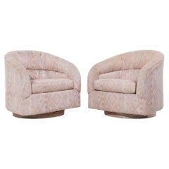 Chaises longues pivotantes en forme de tonneau, style Milo Baughman, milieu de siècle - Paire