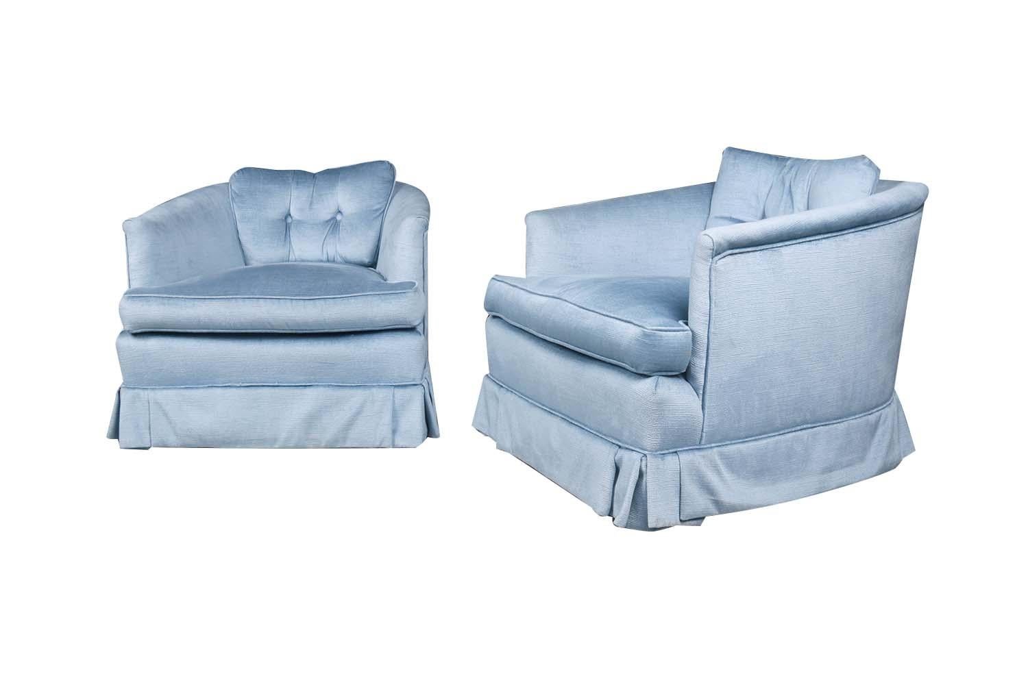 Milo Baughman Style Midcentury Swivel Club Lounge Chairs Pair 3