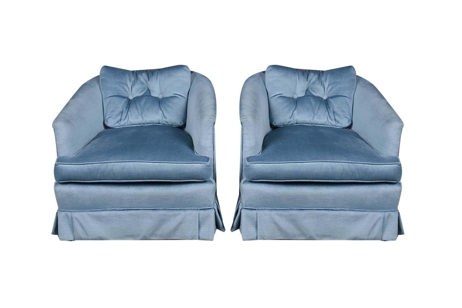 Mid-Century Modern Milo Baughman Style Midcentury Swivel Club Lounge Chairs Pair
