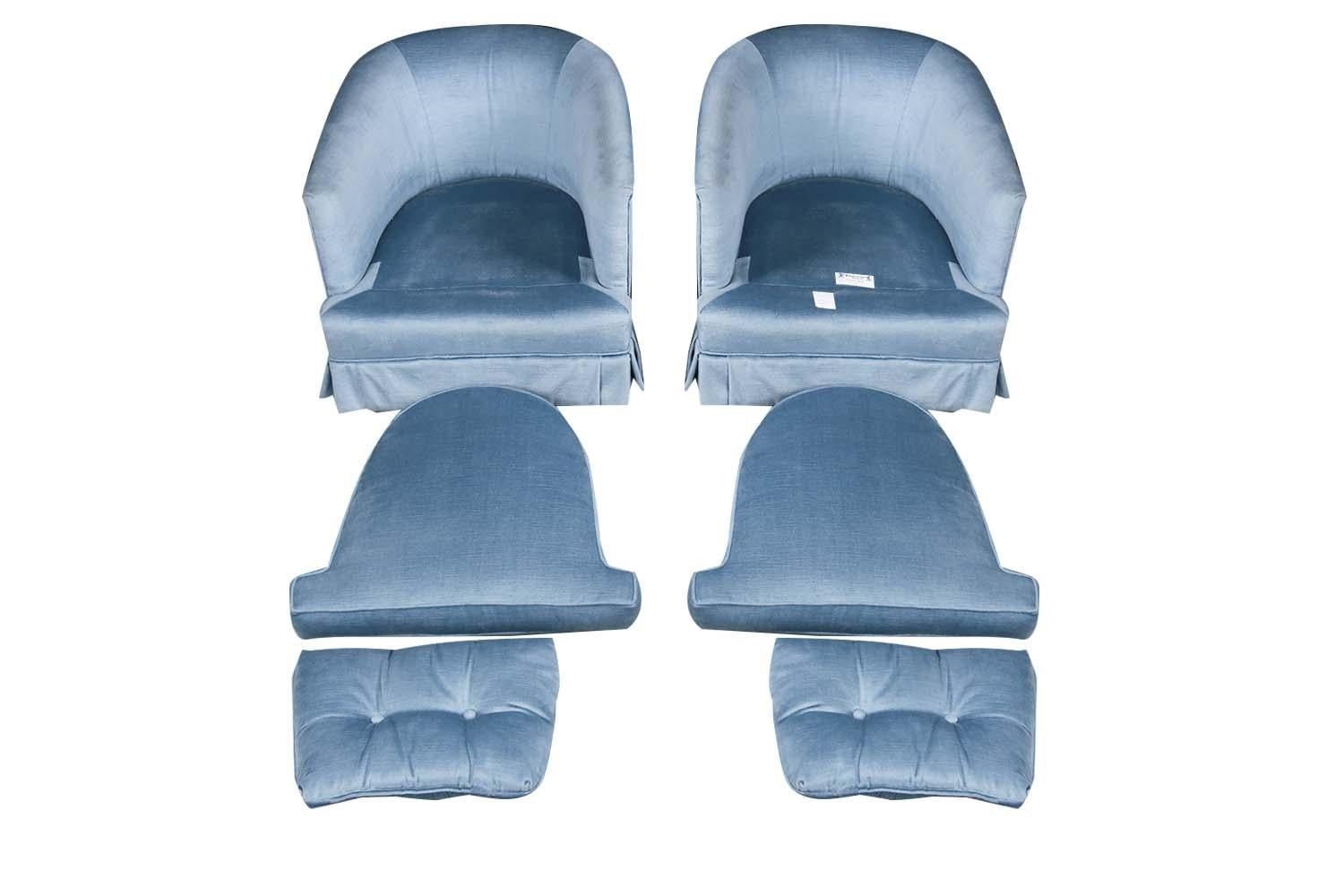 Upholstery Milo Baughman Style Midcentury Swivel Club Lounge Chairs Pair