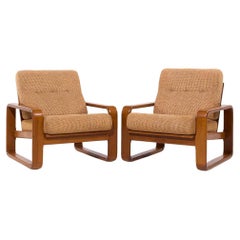 Chaises longues en teck du milieu du siècle, style Milo Baughman - Paire