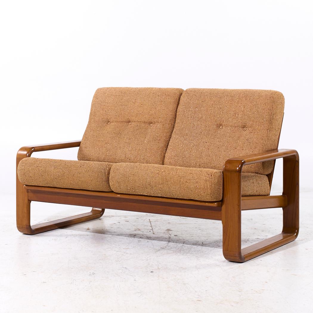 Mid-Century Modern Milo Baughman Style Mid Century Teak Settee For Sale