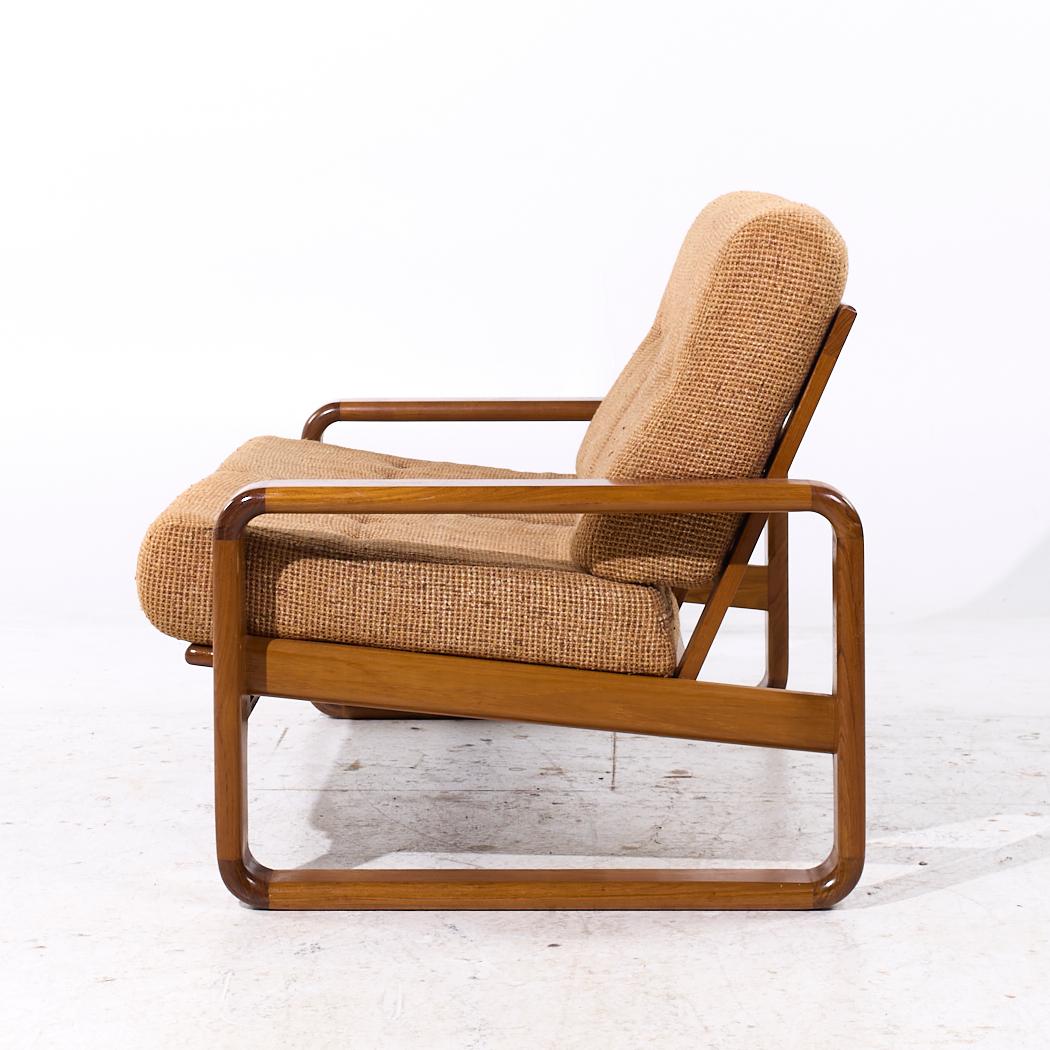 Milo Baughman Style Mid Century Teak Settee For Sale 1