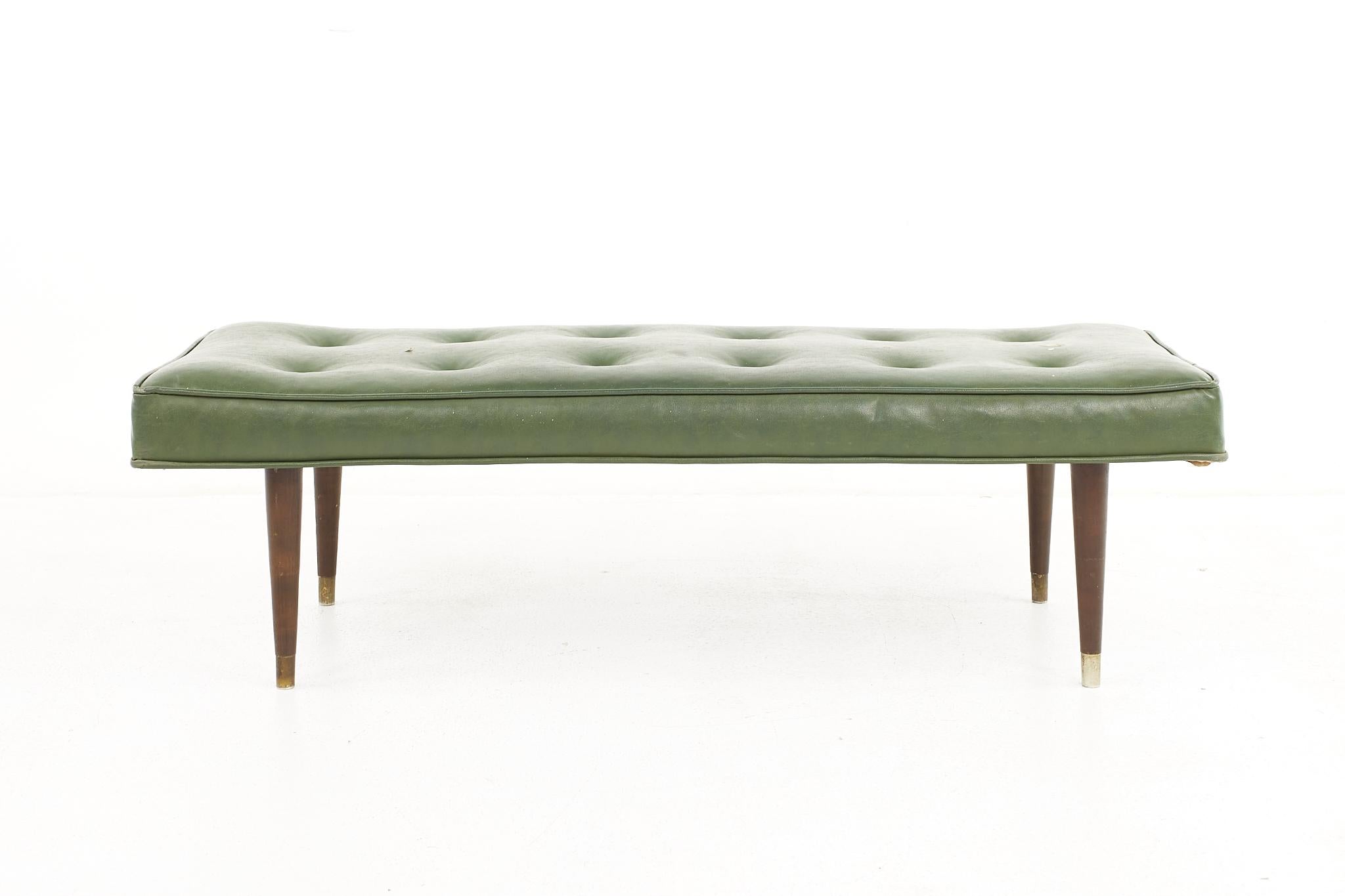 Milo Baughman style mid century tufted bench

The bench measures: 48 wide x 18 deep x 13.5 high, with a seat height of 13.5 

All pieces of furniture can be had in what we call restored vintage condition. That means the piece is restored upon