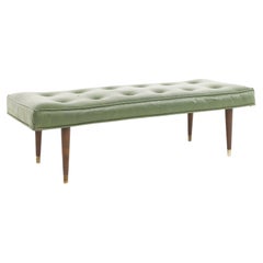 Milo Baughman Style Mid Century Tufted Bench