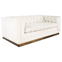 Milo Baughman Style Mid Century Tufted Setee Sofa